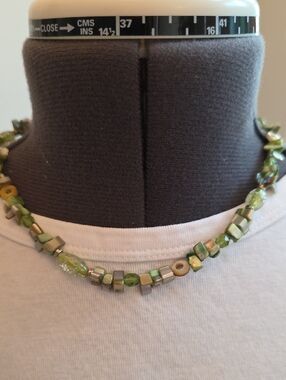 Green Mixed-Bead And Sterling Necklace With Earring Set